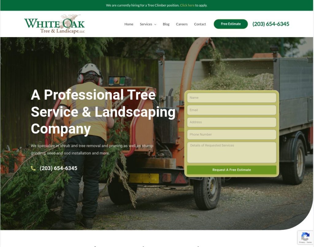 White Oak Tree & Landscape web design