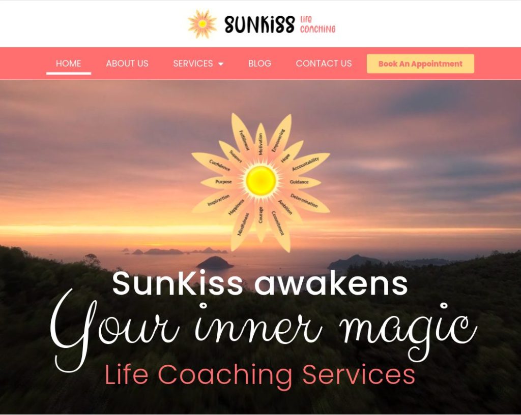 Sunkiss Life Coaching website screenshot