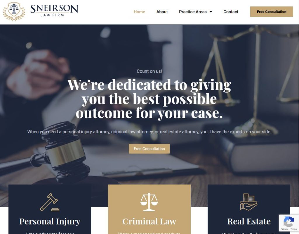 Sneirson Law Firm website design & development