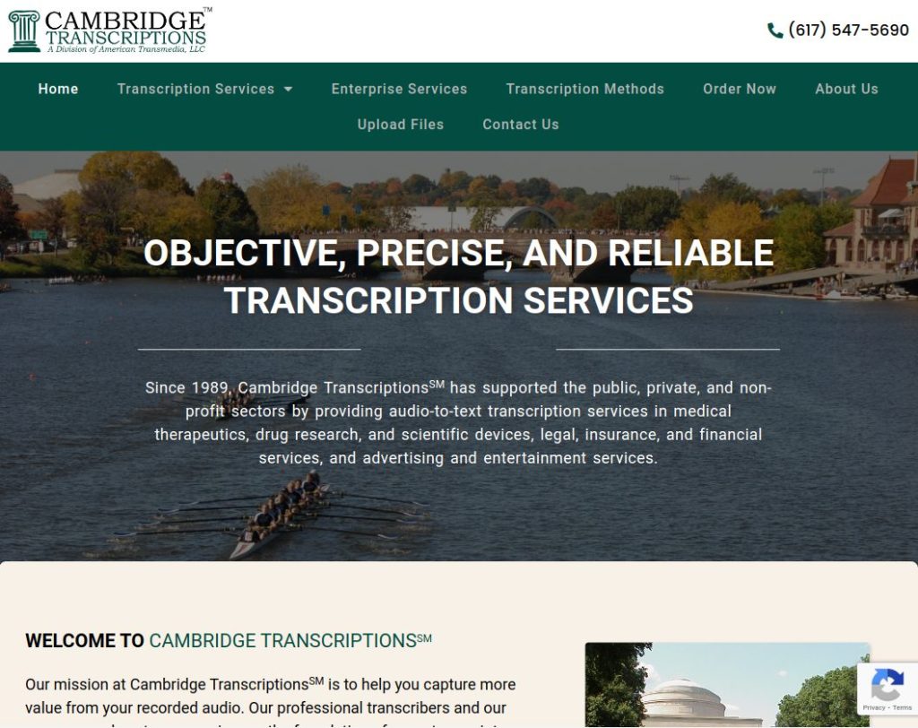 Cambridge Transcriptions web design
