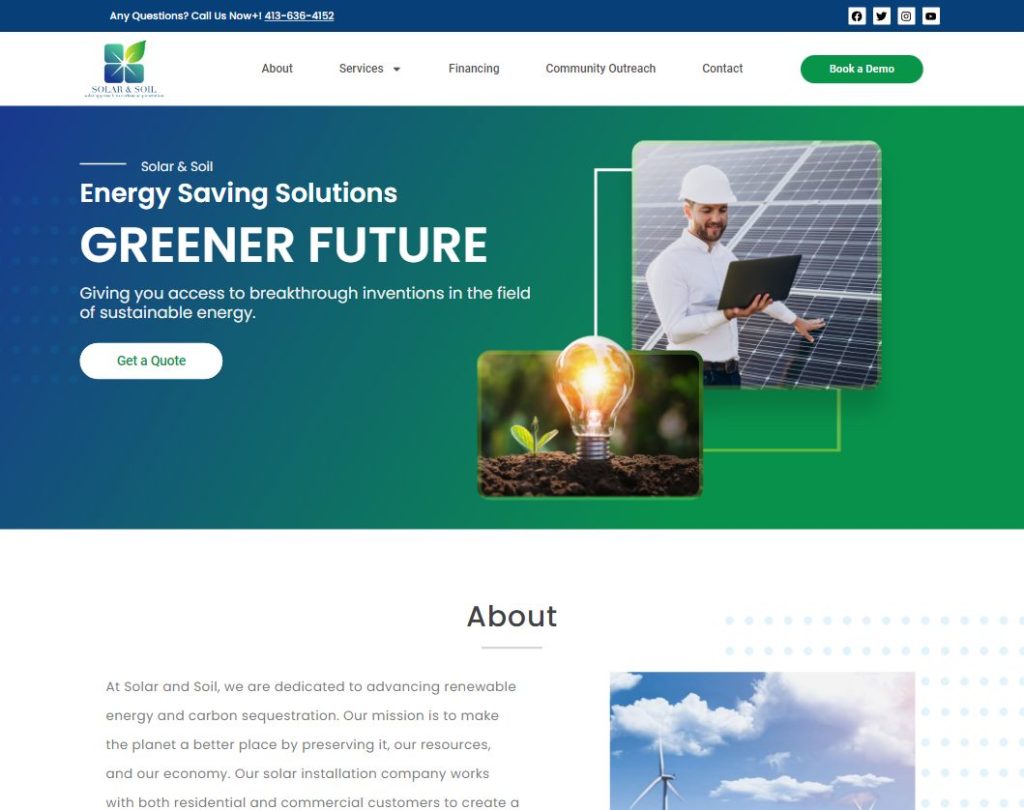 Solar and soil website design screenshot