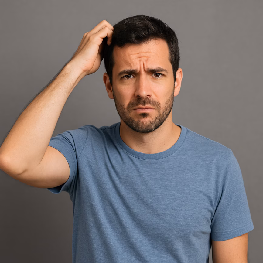 A man is scratching his head wondering what is going on with Google Ads